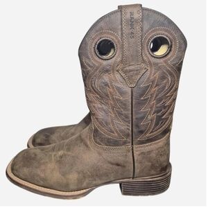 RANK 45 Warrior Performance Brown Western Boots Broad Square Toe Men's Size 8.5